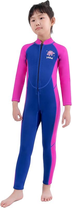 2 Pcs Boys Girls 2.5mm Long Sleeve Wetsuit Top Jacket with Neoprene Wetsuit Pant Set for Surfing Dive Snorkeling Water Sports - TrendyLookz