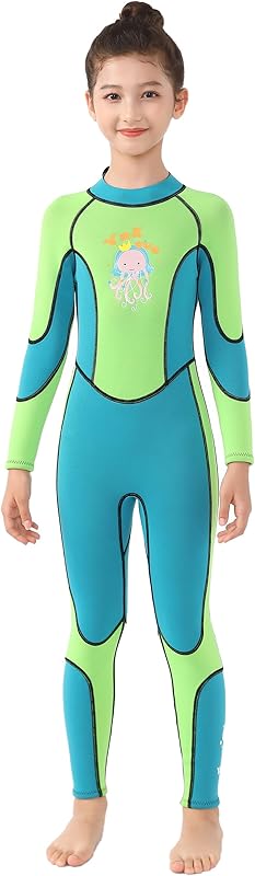 2 Pcs Boys Girls 2.5mm Long Sleeve Wetsuit Top Jacket with Neoprene Wetsuit Pant Set for Surfing Dive Snorkeling Water Sports - TrendyLookz
