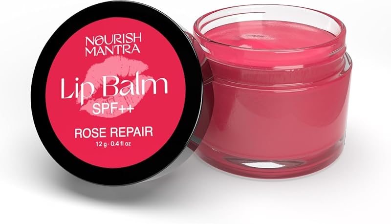 Nourish Mantra Beetroot & Rose Lip Balm with SPF | Made with Beetroot Extracts, Rose Extracts, Olive oil, Shea Butter, Vitamin E & Avocado Oil | For Dry, Chapped and Dark Lips | Best for Women and Men