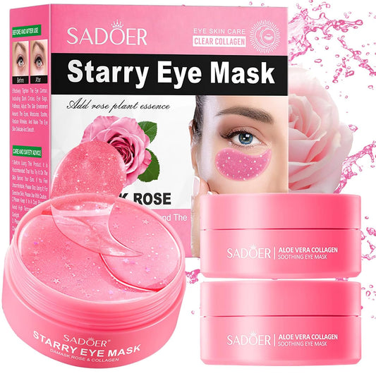 Brightening Eye Masks-120 PCS,Under Eye Patches for Puffy Eyes & Dark Circles Treatments with Hyaluronic Acid,Reduce Wrinkles and Fine Lines Undereye(Rose)