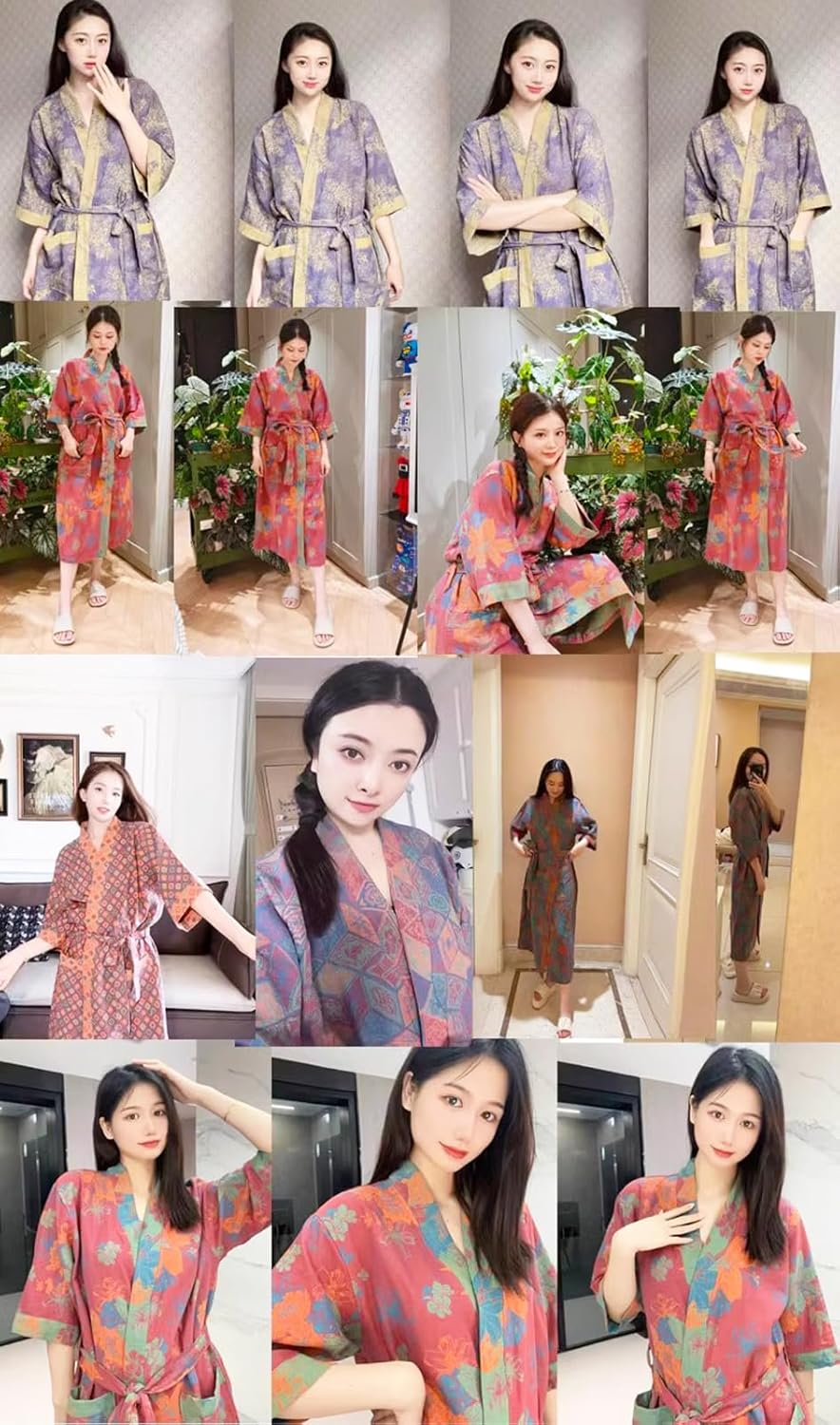 PRINCESS BRIDE 3/4 Sleeve Close Skin Cotton Gauze Summer Breathable Soft Pajamas Spa Bath Quick Dry Robe for Couples