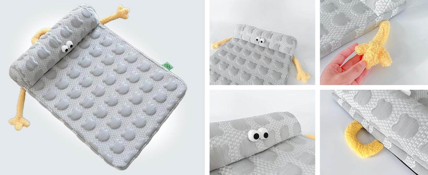【2025New Arrival】 Konshun Dog Cat ベッド ペットベッド クッション Summer Cool sensation ひんやり Ventilation Heatstroke Prevention High Resilience やわらか SlipりStopめ カバーTakeりoutsideしYes Washえる (グレー, XL about75*55cm)