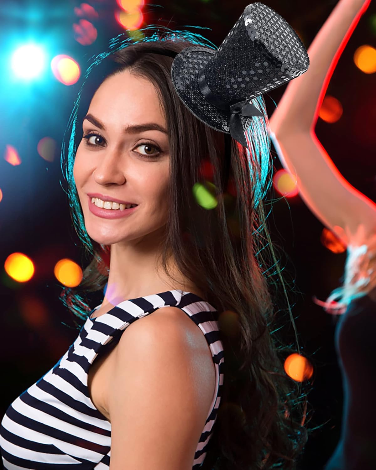 Mini Top Hat Headband Sequins Tea Party Headpiece Fascinator 1920s Gatsby Party Costume Accessory for Women Lady Gril