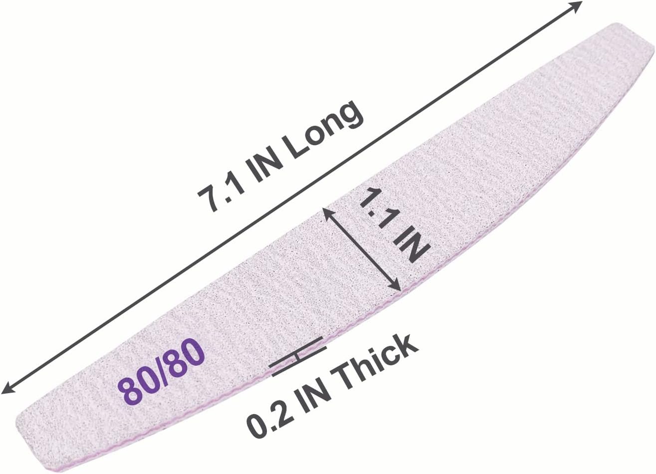 80/80 Grit Nail Files (10 Pack), Emery Boards for Acrylic Nails and Gel Nails, Coarse Nail File Double Sided 80 Grits Emory Professional Nail Filers Reusable Washable Manicure Curved Gray