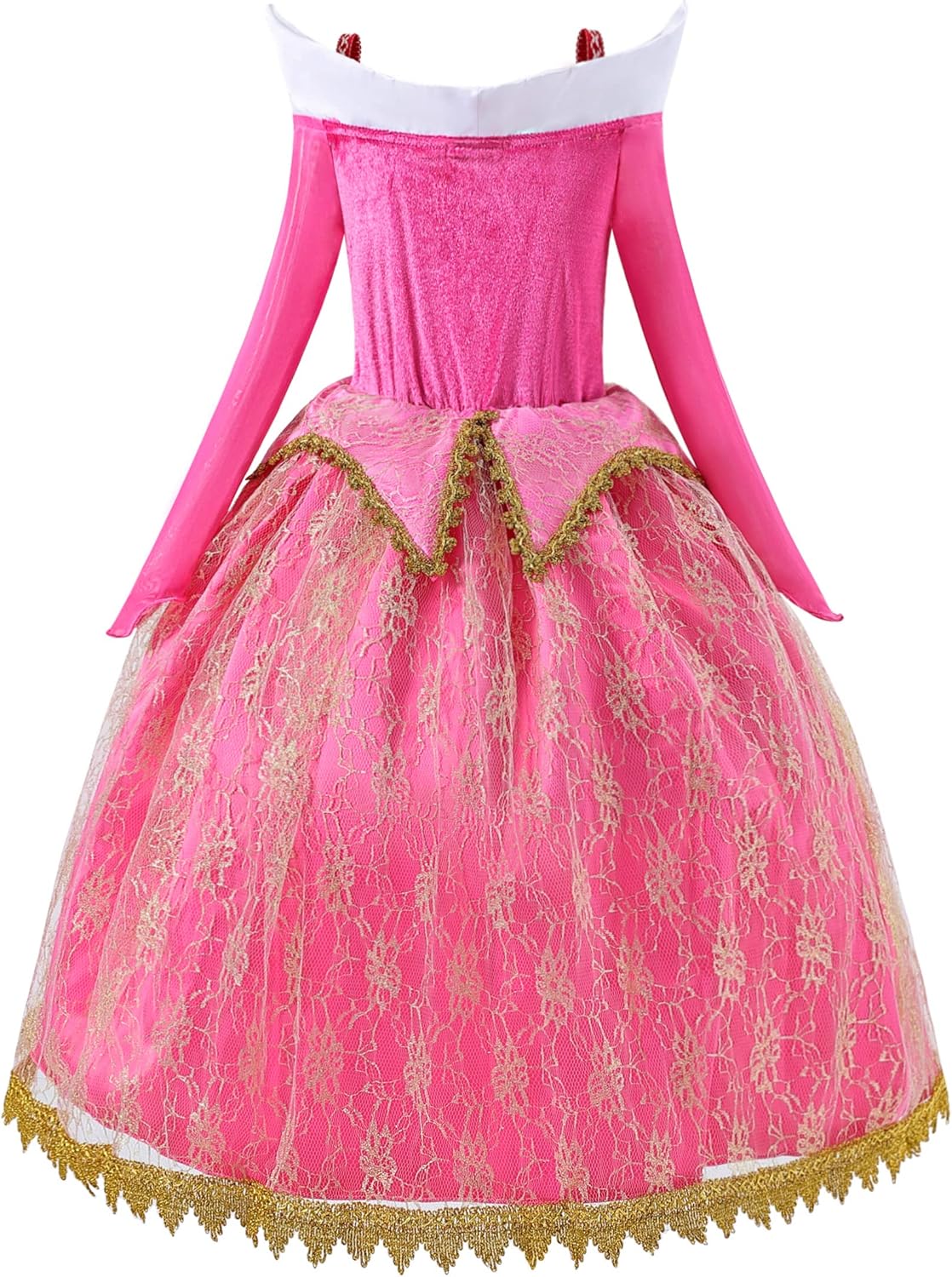 Girls Princess Costume Dresses Pink Princess Dress Up Clothes with Accessories for Halloween Cosplay Carnival Party