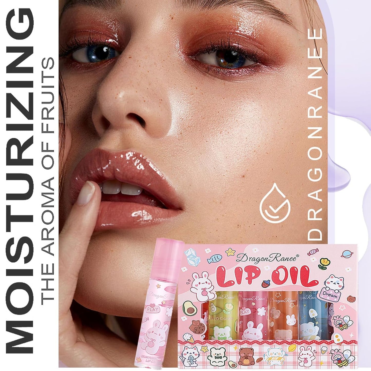 6pcs Roll On Lip Gloss Set, Fruit Flavored Lip Gloss Set Glossy Lip Make-up for Kids and Teens, Non Toxic, Kid Friendly, Party Gift, Best Friends