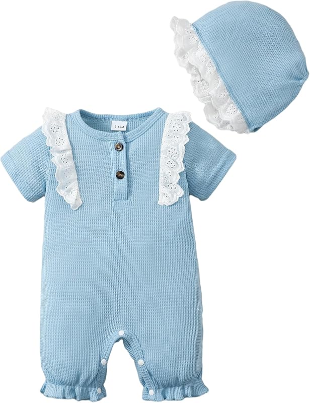 SUNNY PIGGY Newborn Baby Girl Clothes Baby Girl One Piece Romper Fall Winter Long Sleeve with Hat Sets Cute Infant Outfits