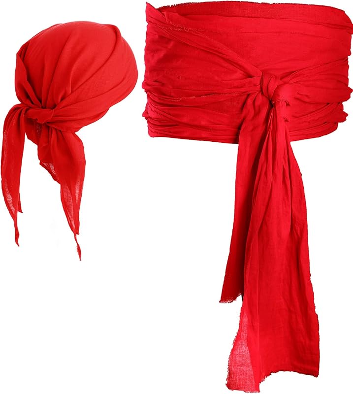 SATINIOR Halloween Pirate Costume Accessories Medieval Costume Bandana Headscarf,Sash Belt for Women and Men