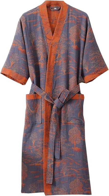 PRINCESS BRIDE 3/4 Sleeve Close Skin Cotton Gauze Summer Breathable Soft Pajamas Spa Bath Quick Dry Robe for Couples