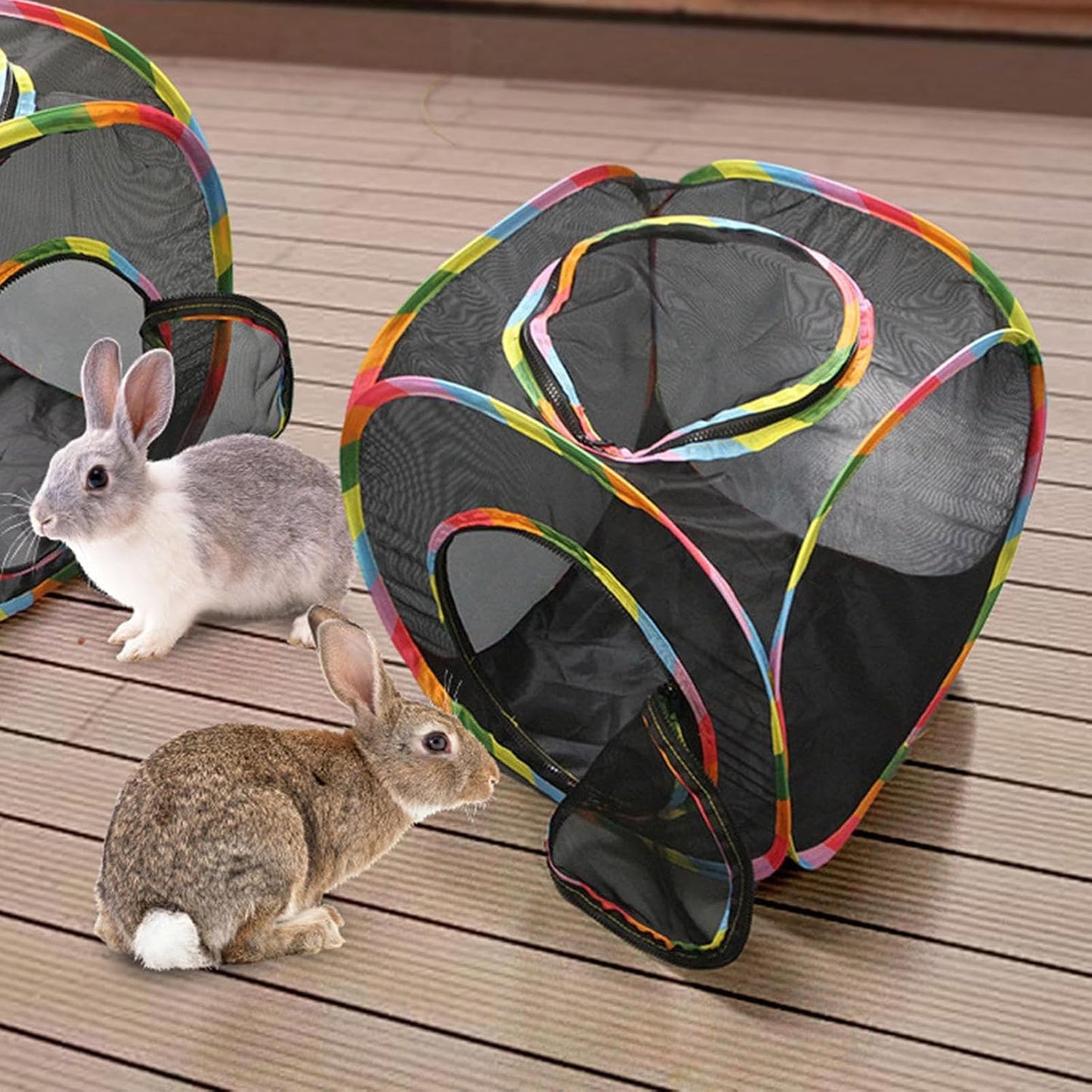Cat Cube Tent, Rolling Cat Cube, Mesh Cube for Cats, Pet Play Cubic Outdoor, Folding Pop Open Pet Animal Playpen, Ventilated Pet Playhouse for Puppy Kitten Bunny (Black)