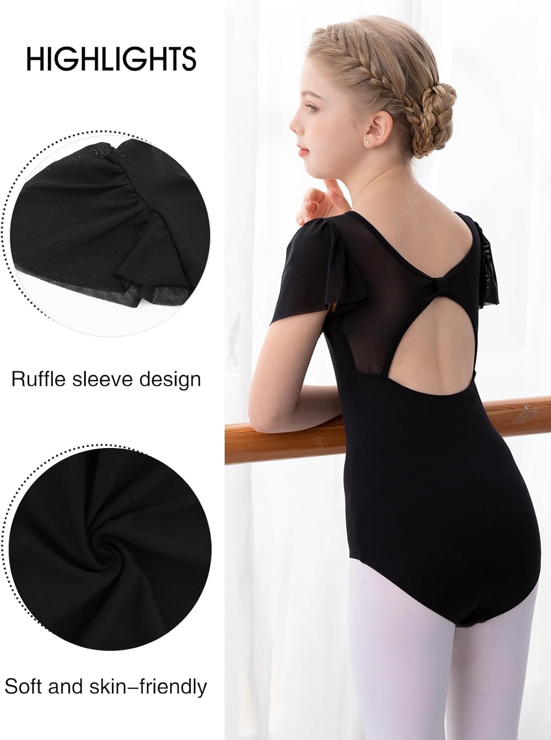 Bezioner Ballet Leotards for Girls,Dance Outfit Puff Sleeve Gymnastics Leotards for Kids 2-10 Years