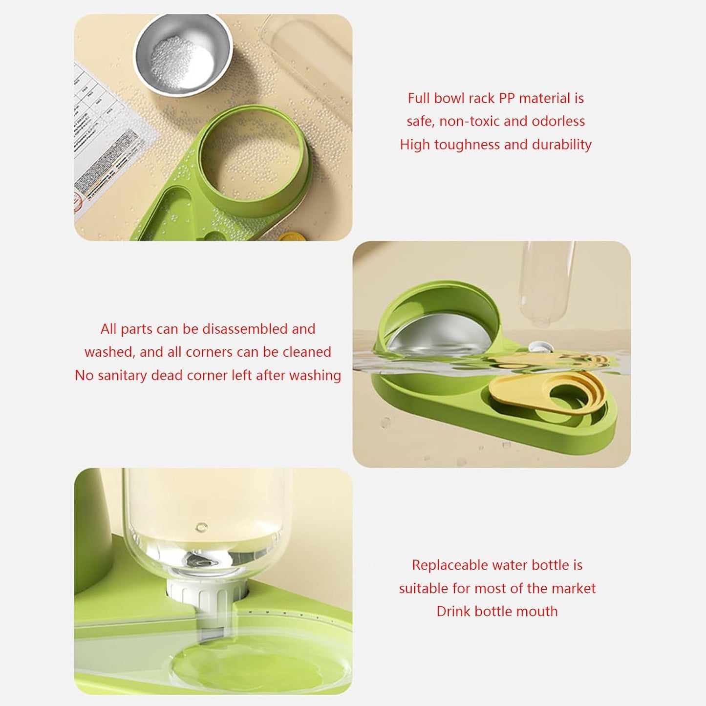 Dog Feeder Set Tilted Postures Cats Food Bowl Anti-Vomiting Raised Bowls with Water Dispenser Bottle Easy to