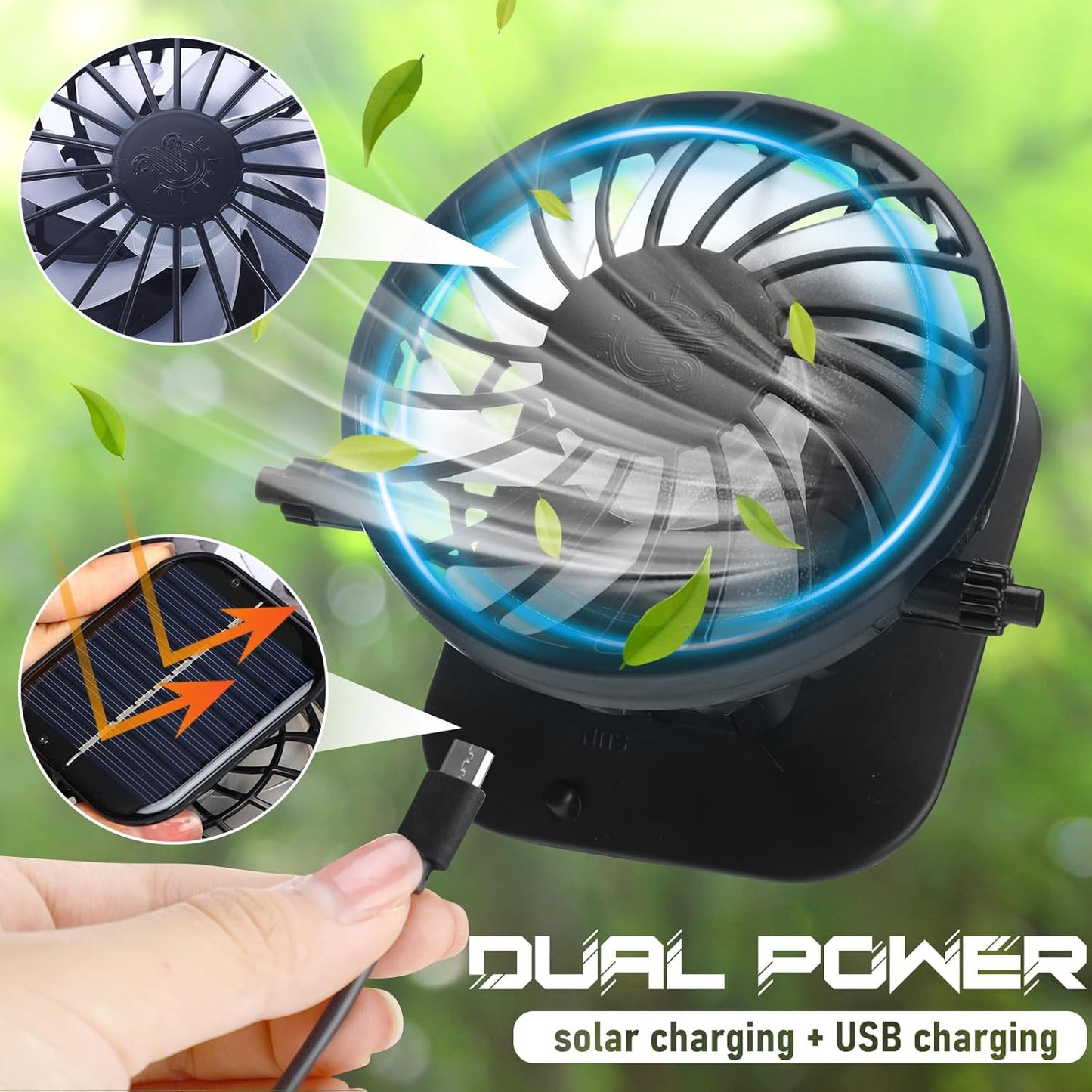 Berlune Men Sun Hat with 2 Solar Fan Fishing Wide Brim Sun Hat for Outdoor Summer Camping Beach, USB & Solar Powered