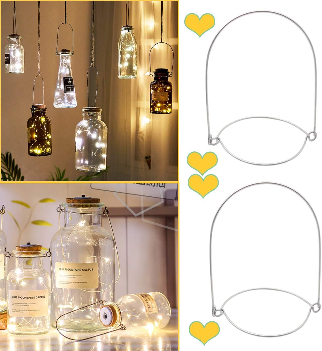 24PCS Stainless Steel Mason Jar Wire Hangers 3.9″×2.6″ Regular Mouth Wire Handles for Mason, Ball, Canning Jars, Ball Pint Jar