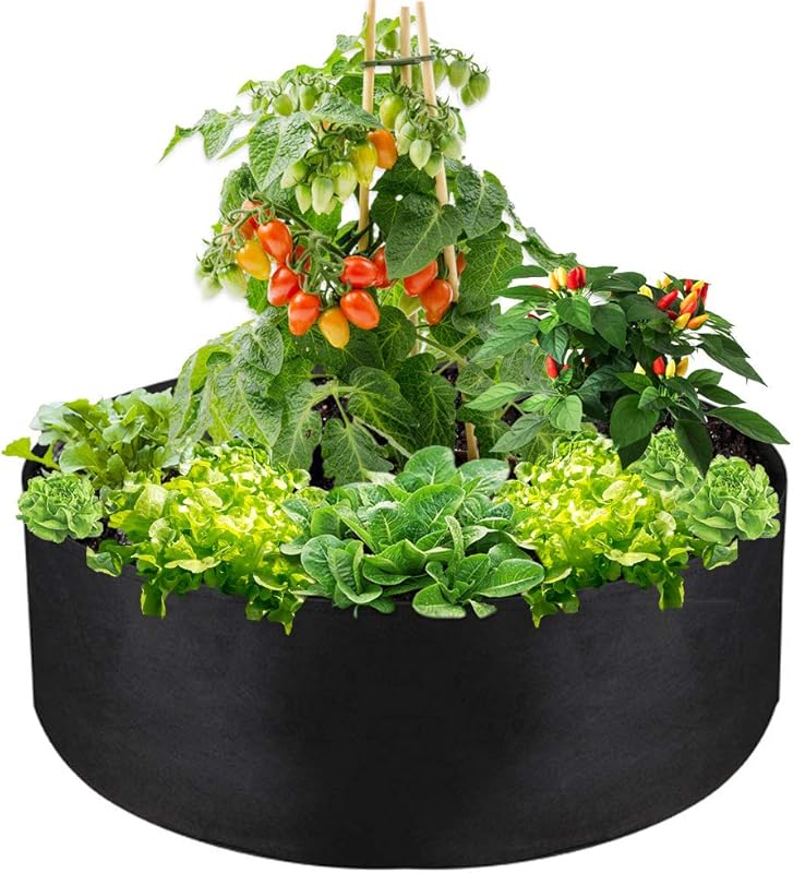 15 Gallon Large Grow Bag, Heavy Duty Fabric Round Raised Garden Bed Planter Pots for Planting Herb Flower Vegetable Potato Plants (24" D x 8" H, Black)