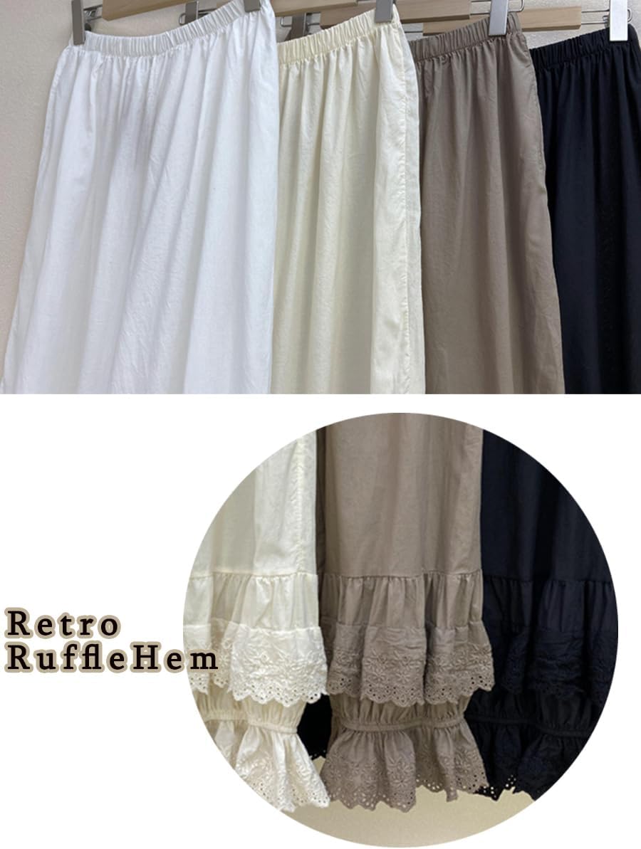 Vintage Lace Pettipants Slips Embroidery Flower Womens Lightweight Cotton Linen Bloomer Shorts Lounge Short Pants