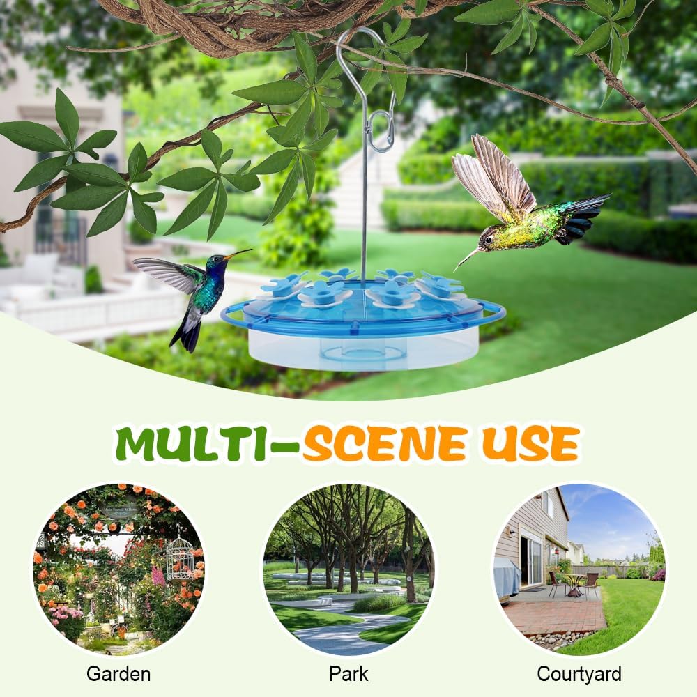 Hummingbird Feeder, 2025 New Proof Leak-Proof Cleaning Brushes Nectar Easy Clean Fill Bird Feeder for Garden Red Decor, Including Hanging Hook, Feeding Port Bird Easy Filling/Cleaning (Red)