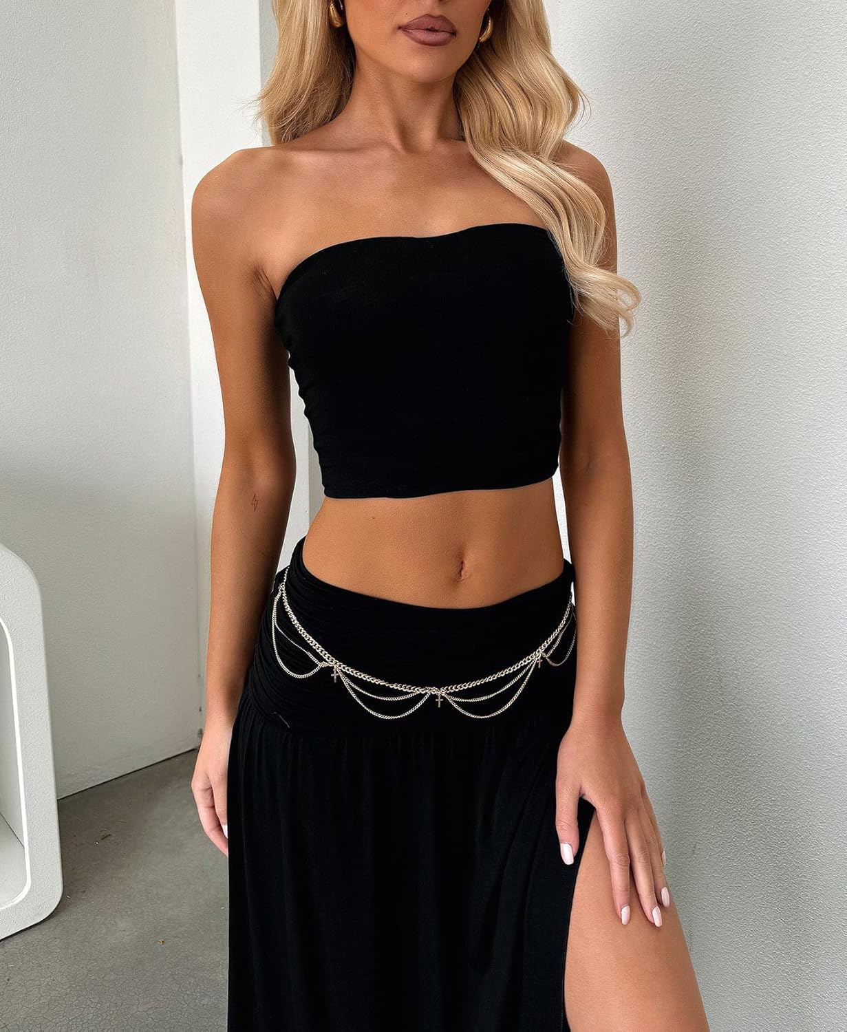 Two Piece Skirt Set for Women - 2 PC Summer Beach Vacation Outfits Going Out Strapless Tube Crop Tops Boho Maxi Skirts Sets