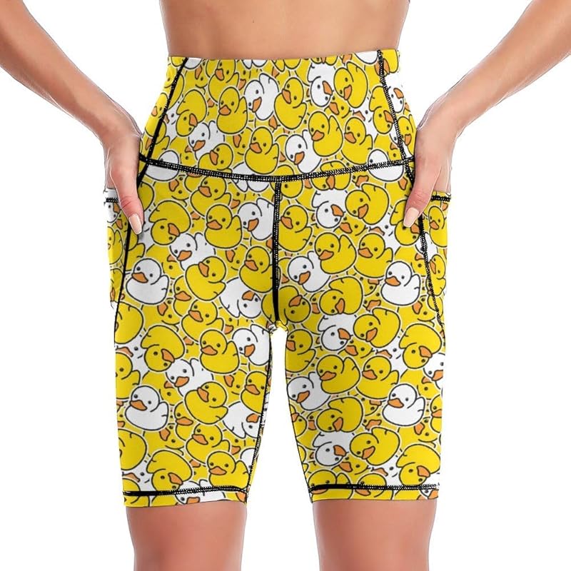 High Waist Workout Yoga Shorts for Women with Pockets Tummy Control Yoga Leggings Running Gym Biker Shorts