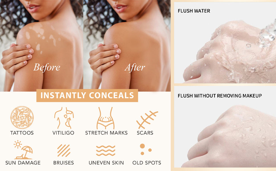 Dulele Leg and Body Makeup Foundation, Waterproof Leg & Body Tattoo Scar Cover up, Body Coverage Tattoo Concealer, No Transfer, Covers Varicose Veins for All Skin Tones (Bronze, M)