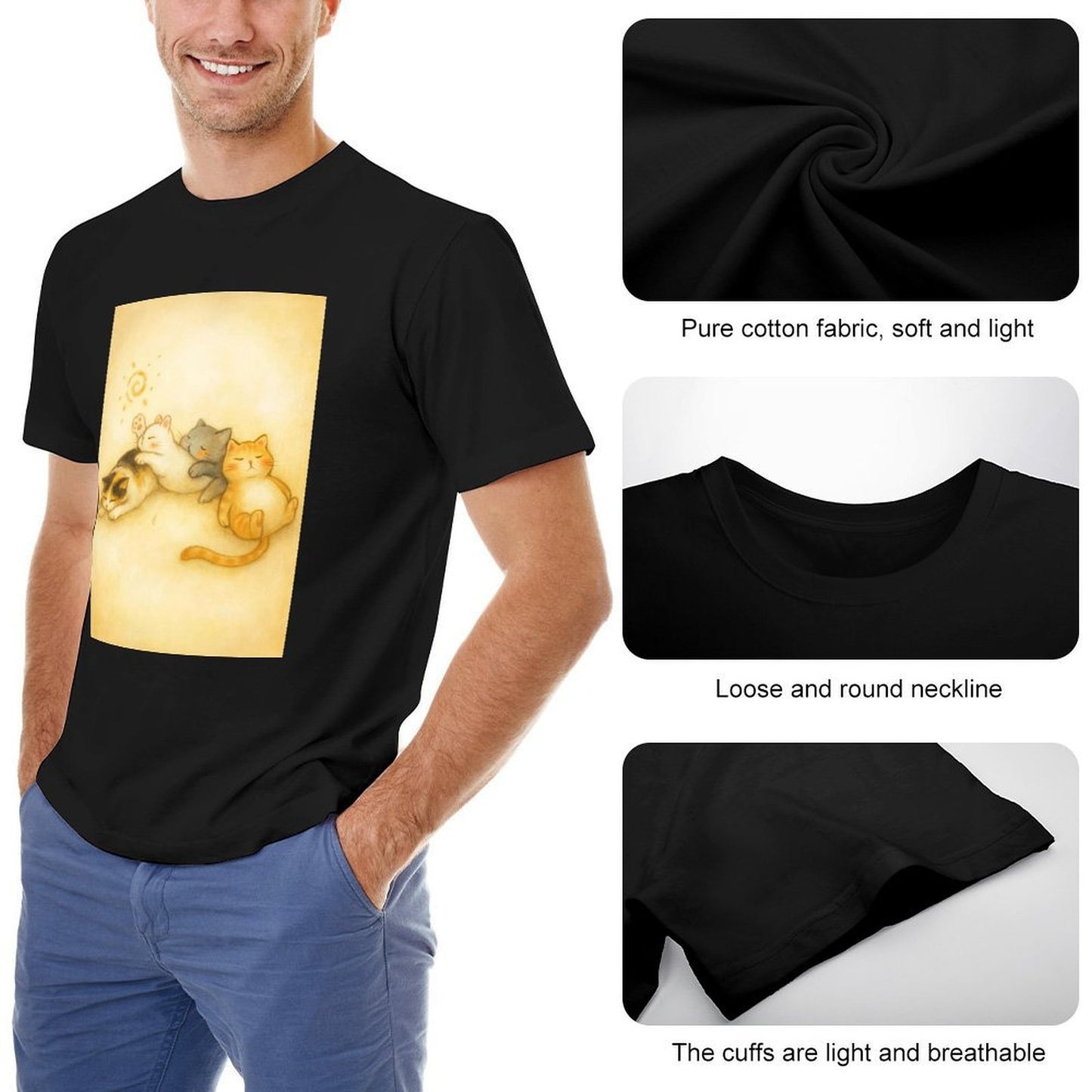 Men's Cotton Short-sleeved T-shirt, Breathable Loose-fitting Casual Summer Top, Suitable for Outdoor Activities and Daily Comfortable Wear,Men's T-shirt100%cottonzxvsy3okn5sq