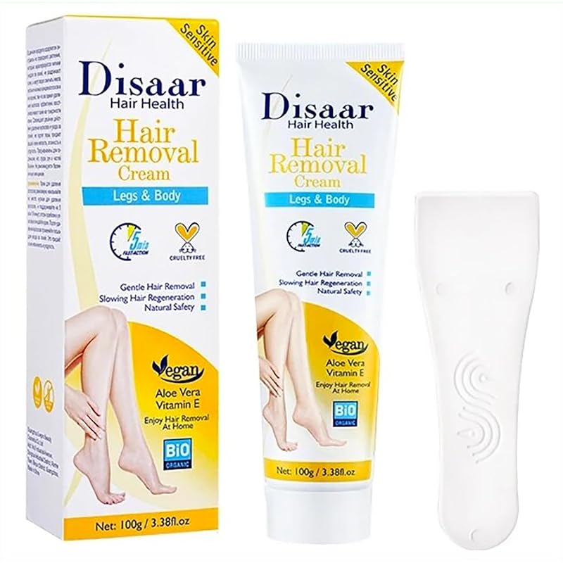 Hair Removal Cream Legs Body 5 min Fast-Action Armpits Breasts Arms Bikini Area Vegan All Type Of Skin 100g / 3.38fl.oz (Cucumber Sage Extract - Normal Skin)