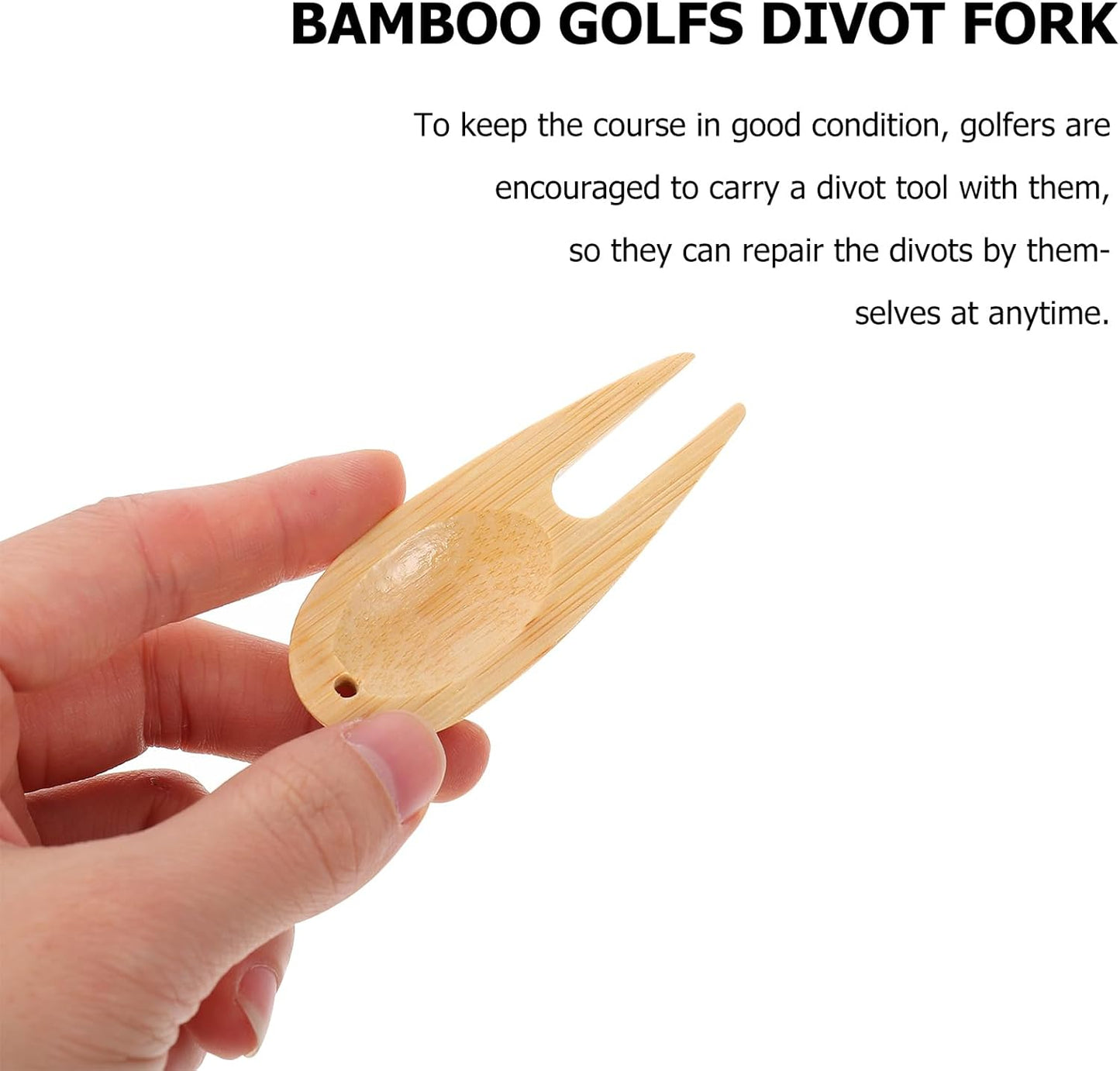 Kisangel 75 Pcs Green Bamboo Fork Golf Divot Fixer Marker Tool Golfing Divot Tool Guitar Clock Golf Divot Tool Golfs Divot Fork Wood Tools Divot Fixer Ball Marker Repair Organizer