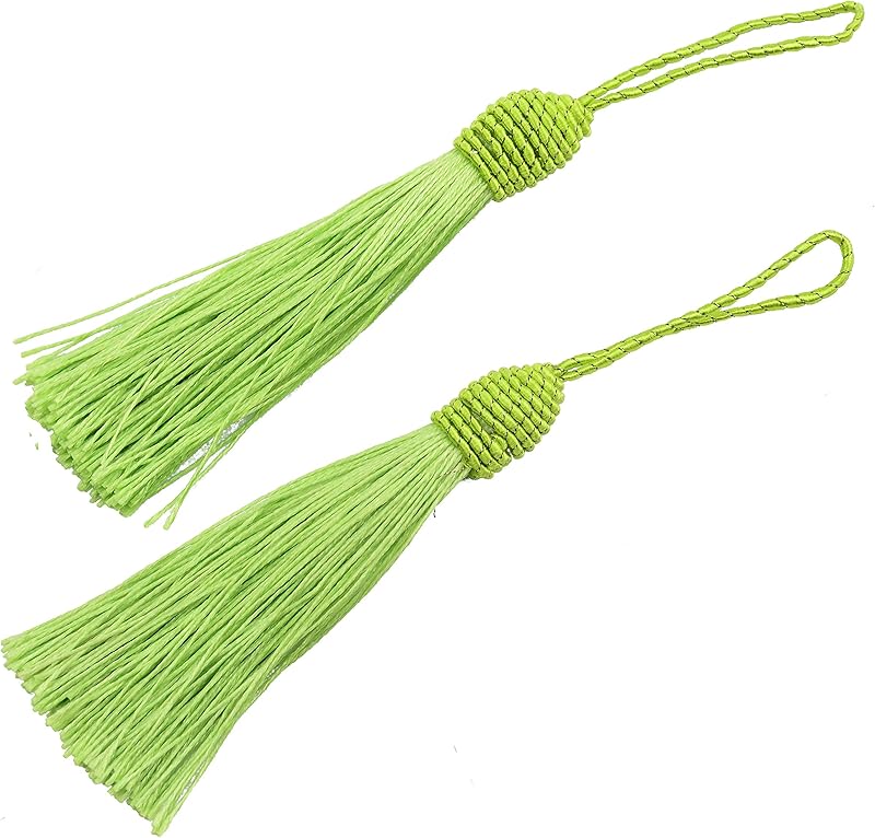 Makhry 20pcs 15.5cm/6 Inch Silky Floss Bookmark Tassels with 2-Inch Cord Loop and Small Chinese Knot for Jewelry Making, Souvenir, Bookmarks, DIY Craft Accessory (Peach Pink)
