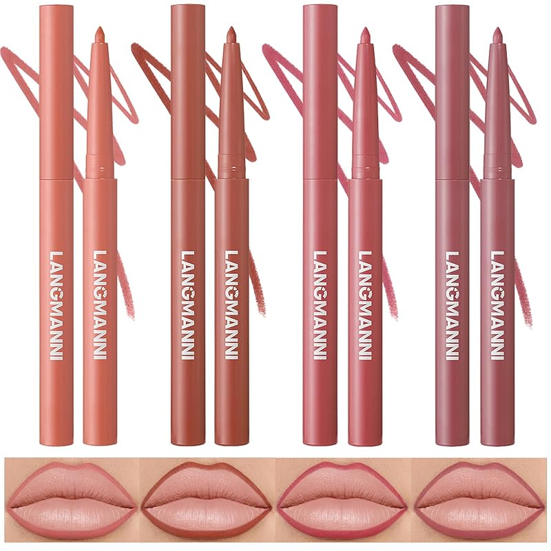 LANGMANNI 12 Colors Sculpting Matte Velvet Lip Liner Set,Smooth Creamy Texture,Waterproof And High Pigmented For Girls Daily Application Lip Makeup