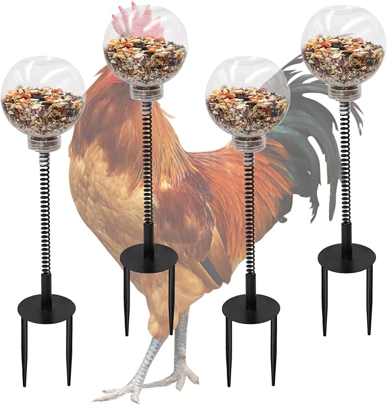 Oooct 2 Pack Chicken Peck Toys, Chicken Enrichment Toys, Chicken Swing Feeder, Chick Slow Feeder Toy, Chicken Coop Toys for Hens Poultry Duck Birds Parrots, Transparent