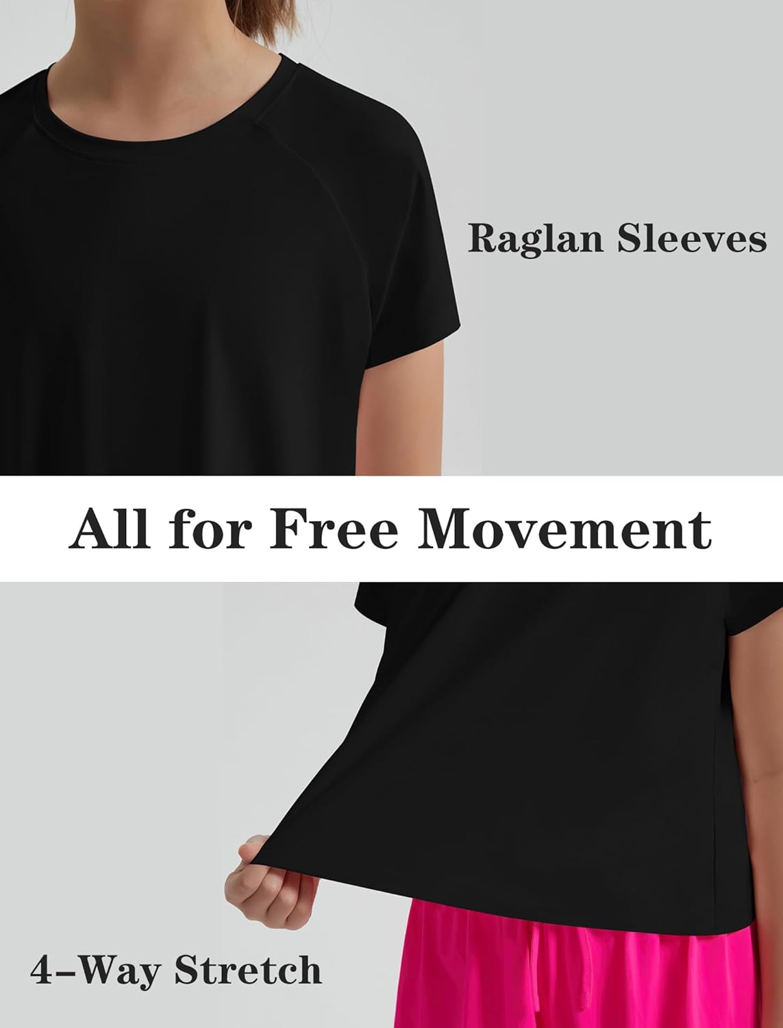 EXARUS Girls Athletic Shirts Short Sleeve Crop Tops/Split Back Quick Dry T Shirt Workout Summer Casual Kids 6-14Y