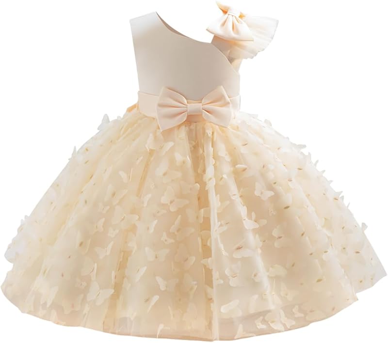 Toddler Baby Girl Butterfly Tutu Dress Bowknot Princess Flower Girl Wedding Pageant Birthday Party Dresses