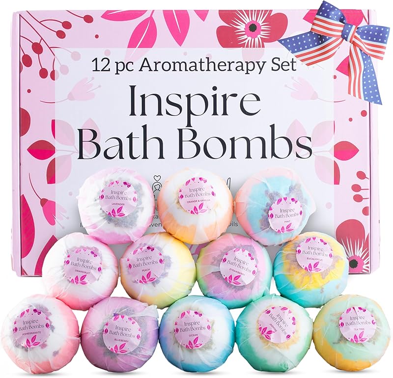 EvolutionUSA Lavender Dreams Bath Bombs for Women, 12 Organic Flower Bath Bombs, Soft Lavender Bath Bombs, Womens Bath Bombs Gift, Lush Bath Bombs for Girls, Relaxing Bathbombs, Bath Balls