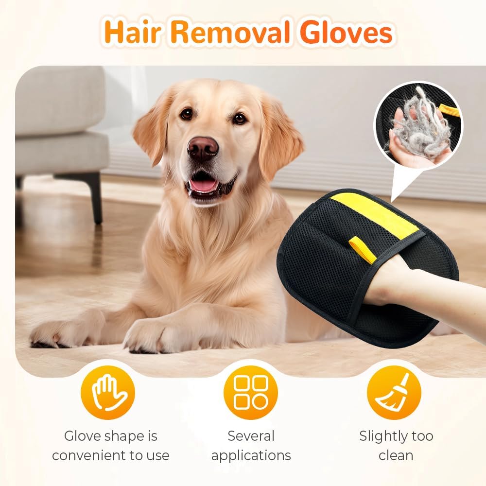 Pet Hair Removal Glove for Cats & Dogs, 2025 New Upgrade Efficient Grooming Gloves for Pet Hair, Cat Grooming Gloves for Hair Removal, Reusable Pet Hair Remover Glove