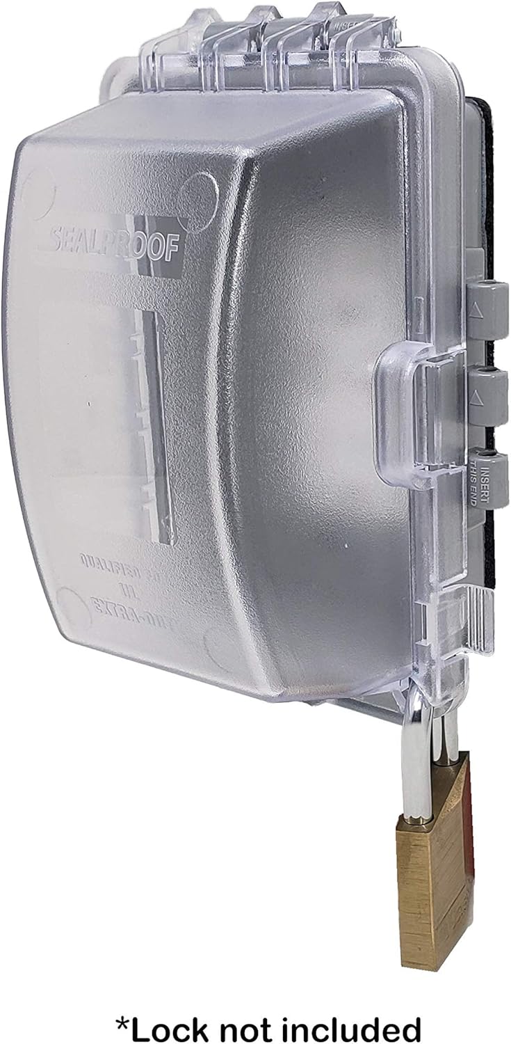 Sealproof 1-Gang Weatherproof In Use Outlet Cover | Horizontal/Vertical Outdoor Plug and Receptacle Protector, Lockable Bubble Cover, UL Extra Duty Compliant, 18 Configurations