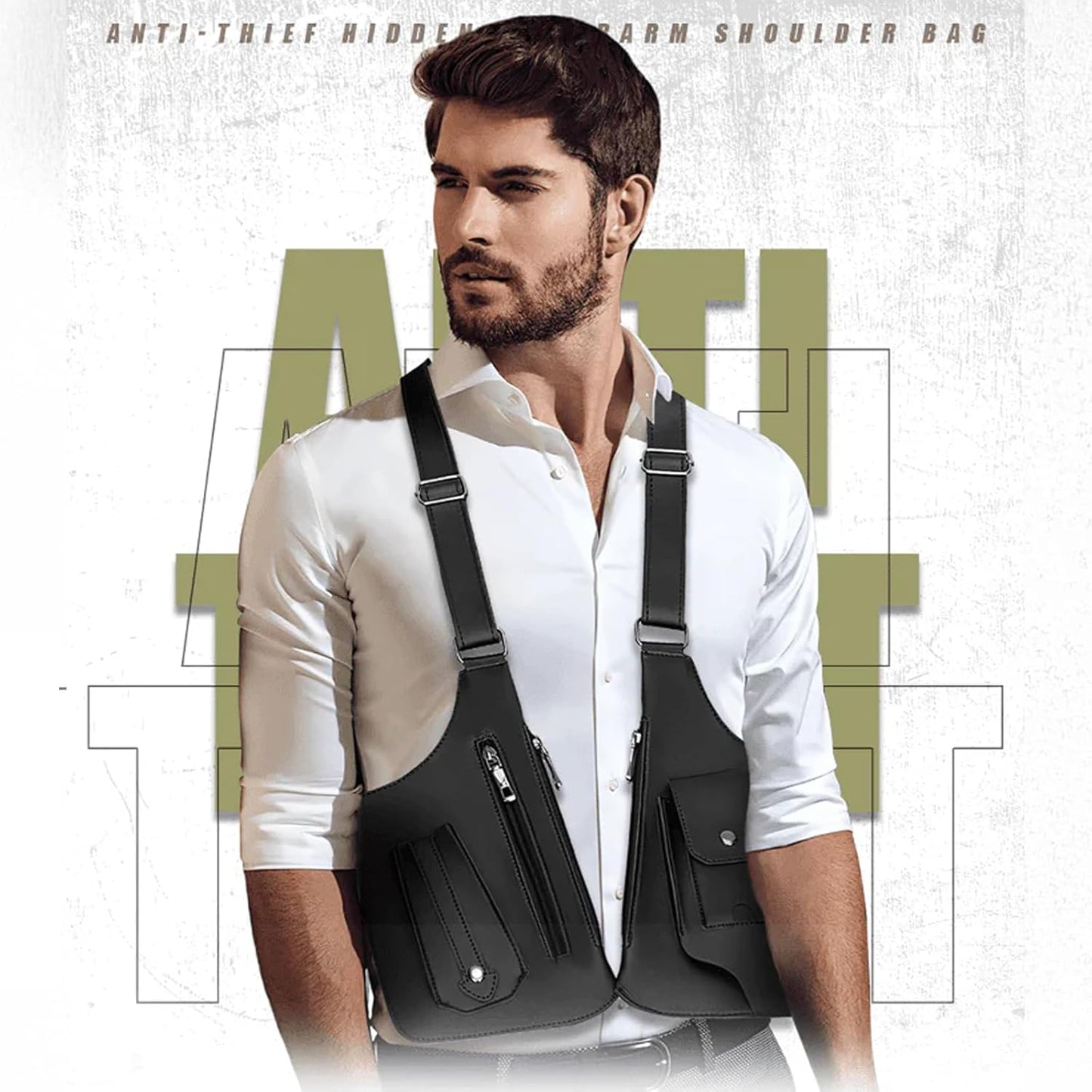 Double Shoulder Armpit Bag, Anti-Theft Hidden Underarm Strap Wallet Pocket Holster Phone Leisure Double Shoulder Pouch