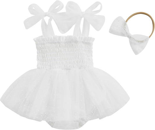 Murnouche Newborn Baby Girl Romper Dress Summer Clothes Boho Photoshoot Outfits with Headband