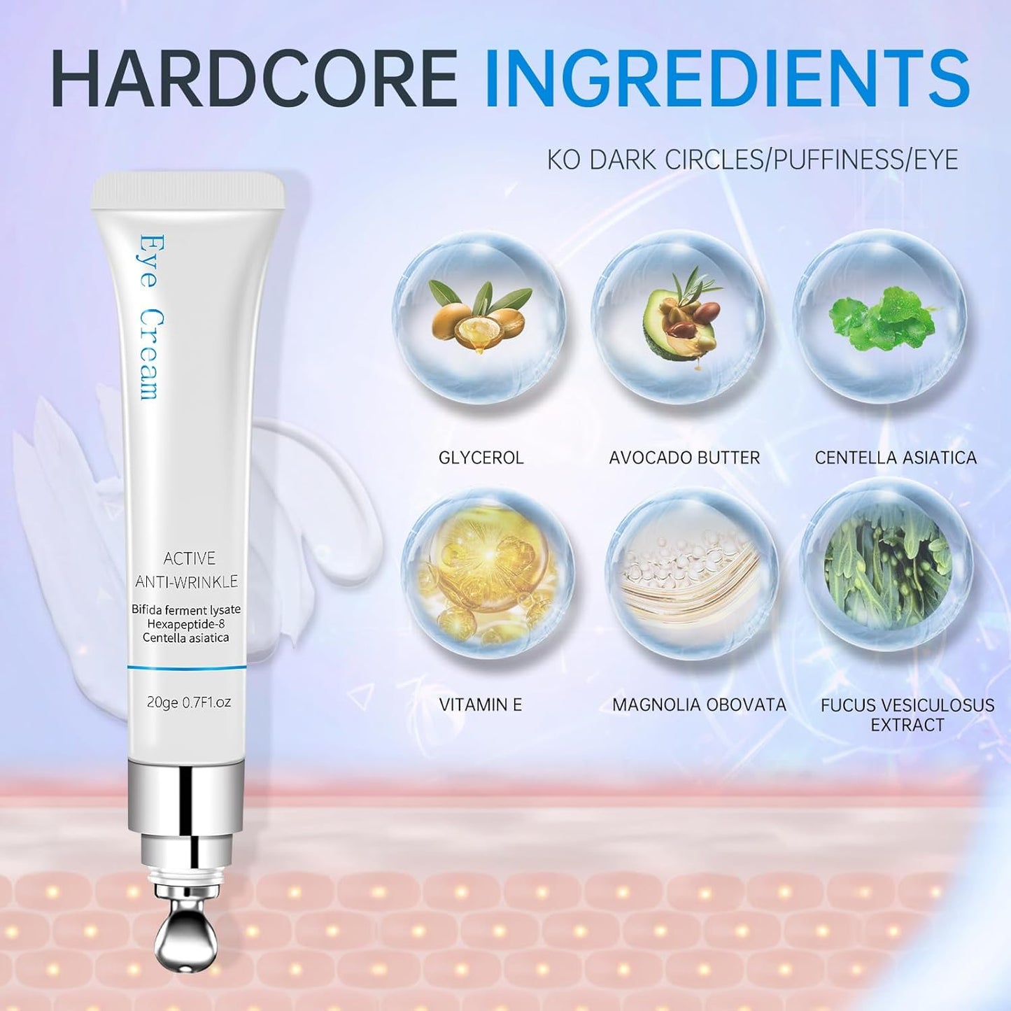 Under Eye Cream for Puffiness| Dark Circles| Wrinkle| Bags Under Eyes, Eye Repair Cream Anti Aging Moisturizer, Eye Care Cream Suit Women Men Eye Firm Smooth 0.7 oz