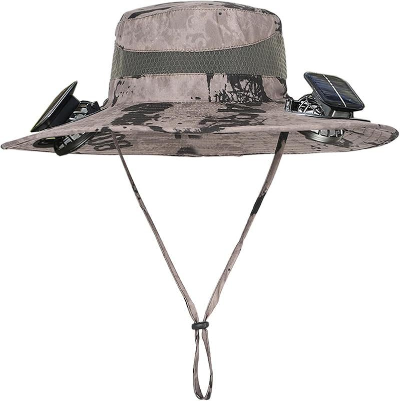 Wide Brim Solar Fan Outdoor Fishing Hat Hats for Men Women & USB Charging,Upf50+