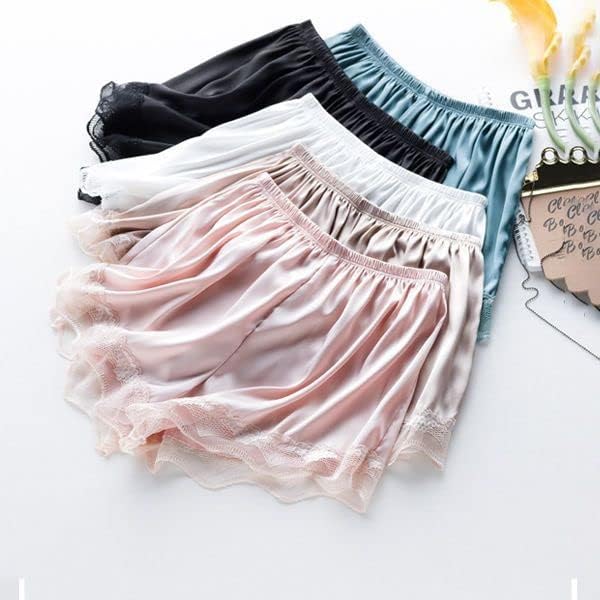 Women's Ice Silk Safety Shorts Pajama Bottoms Breathable Slip Shorts Sleep Sleepwear Lace Anti-Light for Summer