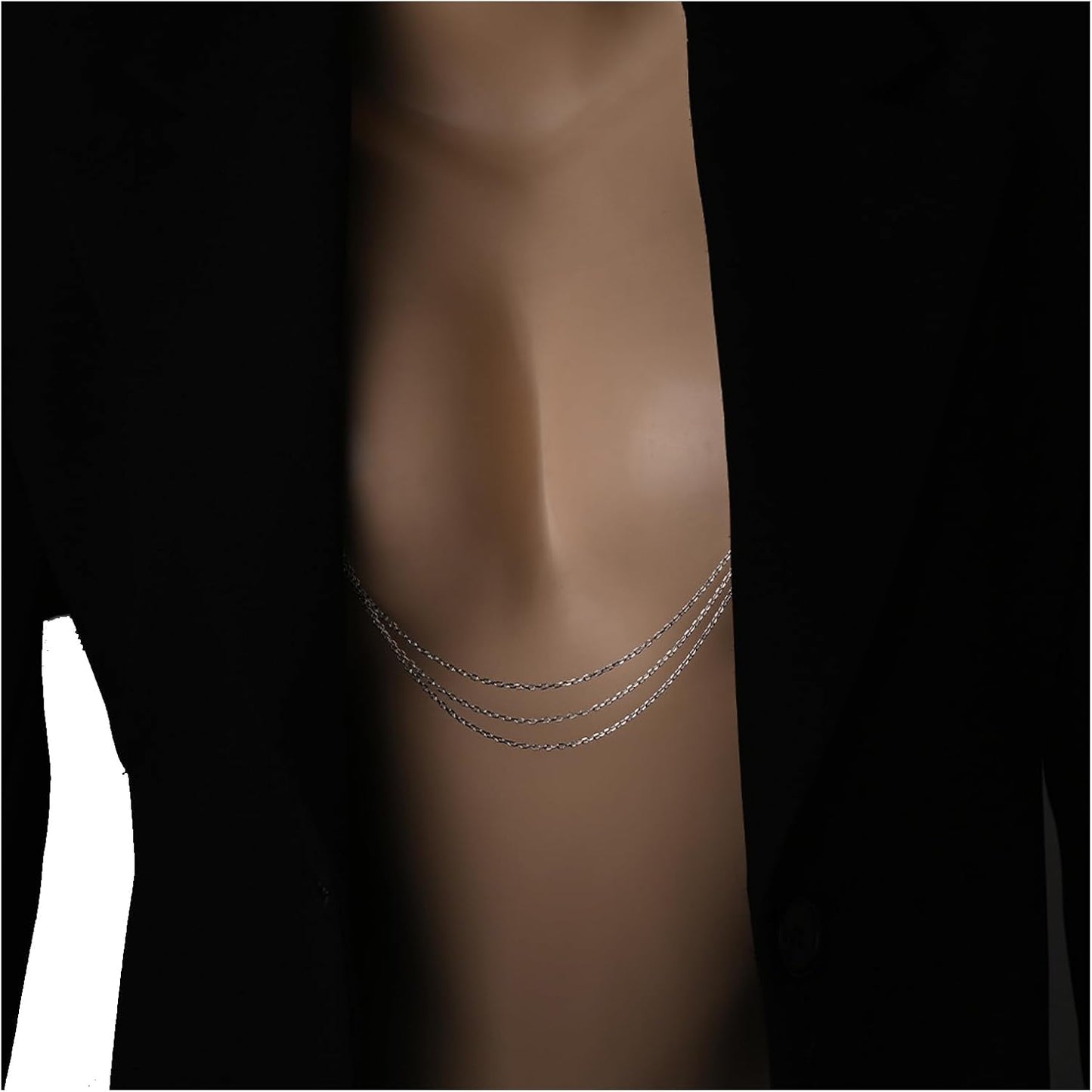 Sexy Green Crystal Pendant Non Piercing Nipple Chain Jewelry for Women Layered Drop Chest Chain Jewelry Festival Rave Nipple Accessories Jewelry