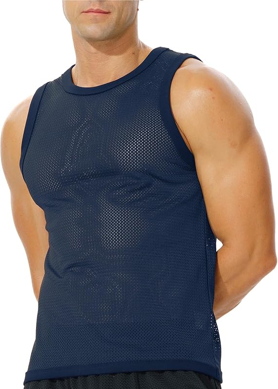 Men's Mesh Workout Tank Top Fitted Sleeveless Shirt for Casual Gym Muscle Training