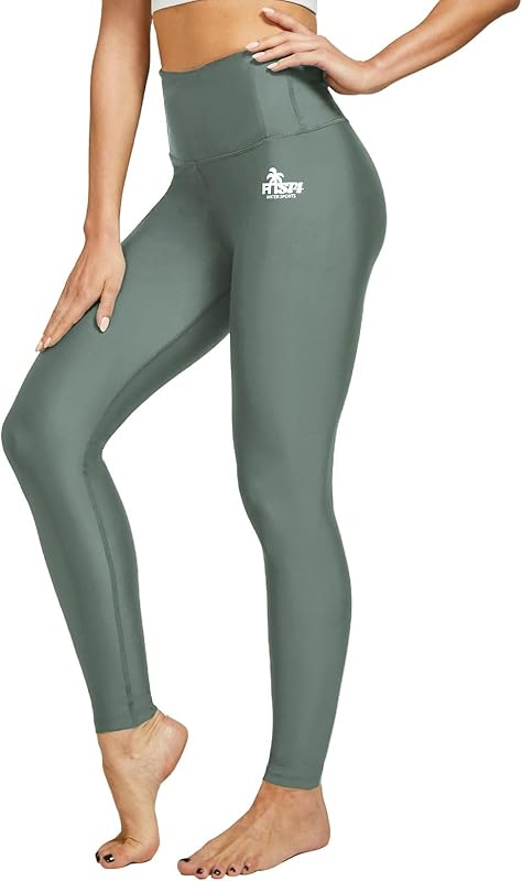 FitsT4 Sports Women's Swimming Leggings UPF 50+ High Waisted with Pockets Swim Pants