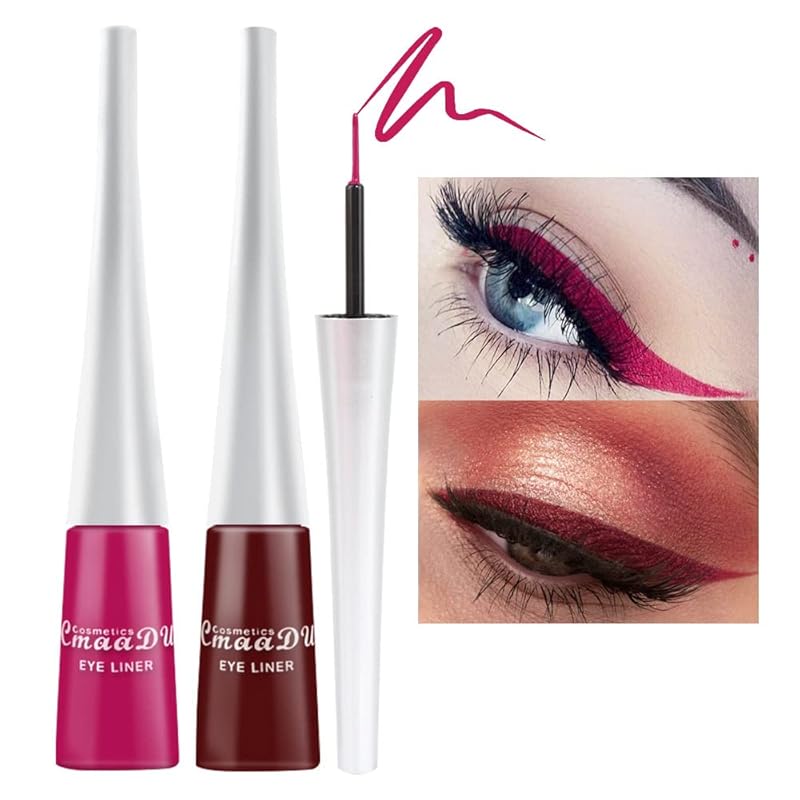 evpct 2Pcs White Black Liquid Eyeliner Set Waterproof White Eye Liners for Women Eyes Wing Eyeliner Stamps Shapes Colored Eyeliner delineador de ojos a prueba de agua contra el agua blanco para ojos
