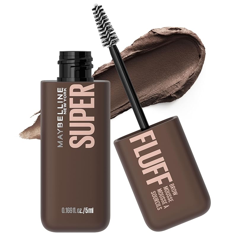 Maybelline Superfluff Volumizing Brow Mousse, All Day Tinted Brow Gel For Soft Full Brows, Soft Brown, 1 Count