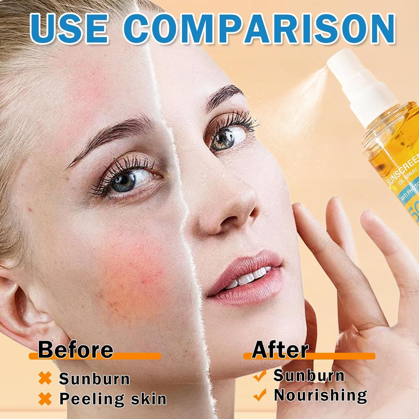 DAMUSI Sunscreen Oil Body Sunscreen Spray Spf 50 Glow Sunscreen Mist Hydration Lightweight Spf Body Oil,Broad Spectrum UVB/UVA Protection