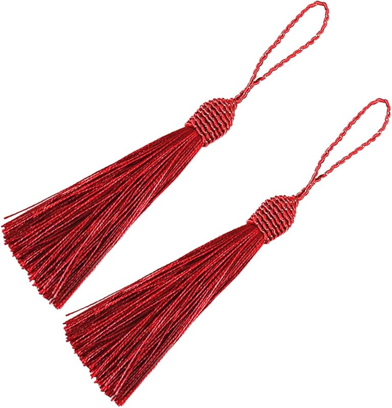 Makhry 20pcs 15.5cm/6 Inch Silky Floss Bookmark Tassels with 2-Inch Cord Loop and Small Chinese Knot for Jewelry Making, Souvenir, Bookmarks, DIY Craft Accessory (Peach Pink)