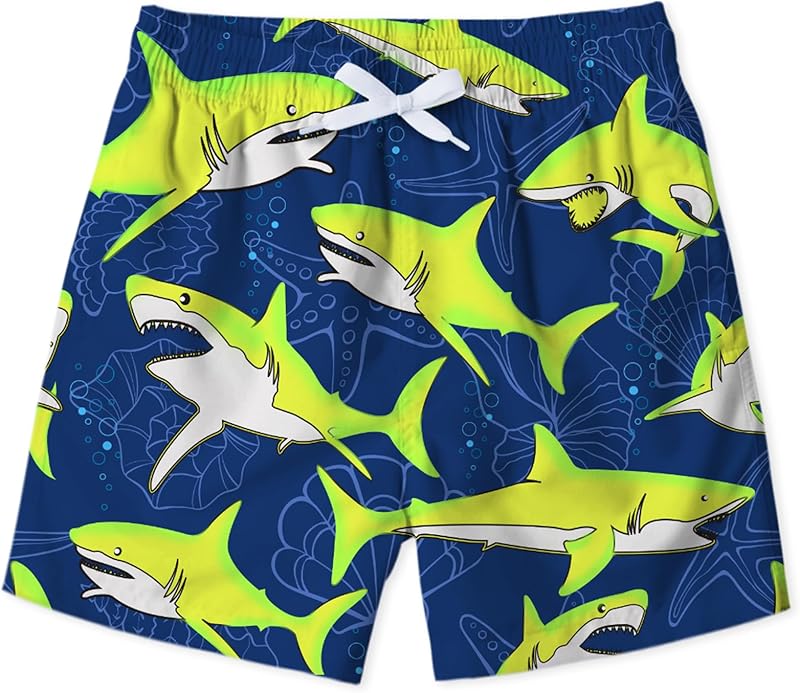 uideazone Boys Swim Trunks 3D Funny Print Surfing Board Shorts Quick Dry UPF 50+ Swimsuit Beachwear with Mesh Lining 2-12T