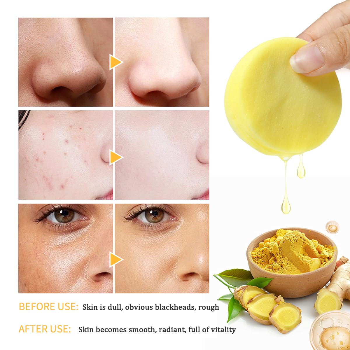 Turmeric Cleansing Pads 80 Counts, Turmeric Face Scrub Pads Exfoliating Face for deep cleansing Balance Skin Oil