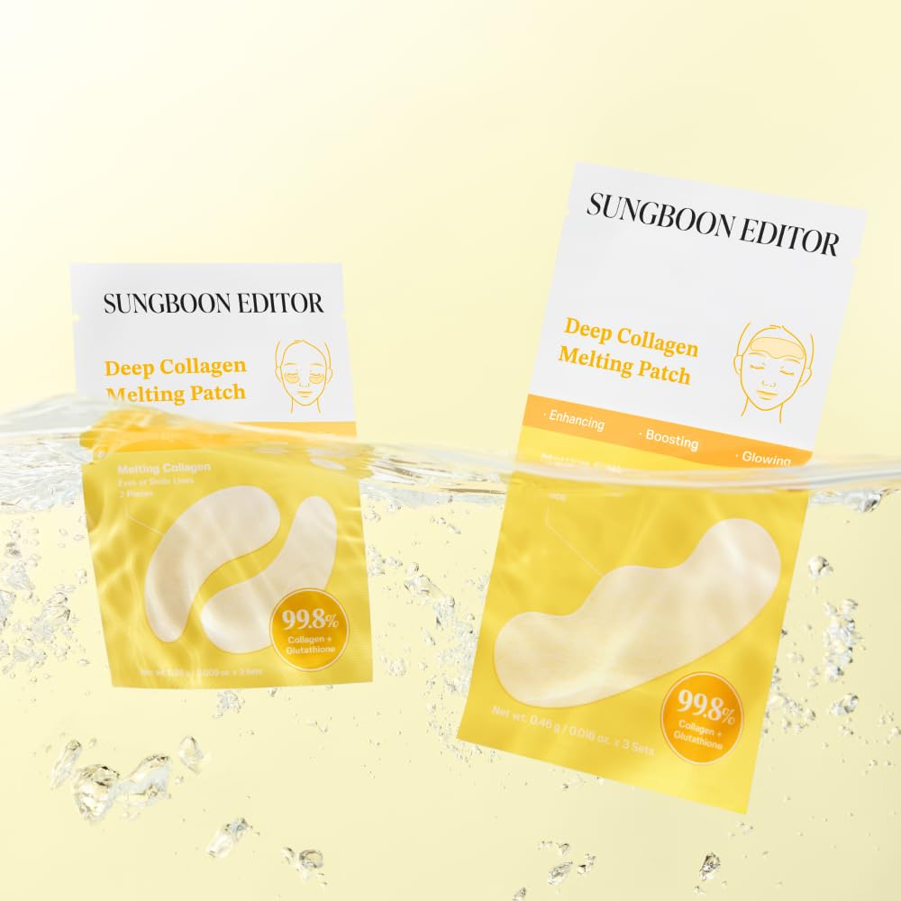 SUNGBOON EDITOR Deep Collagen Melting Patch | Real Collagen, Glutathione, Glass Skin, Skin Firming for Deep Wrinkle, Spot Correcting, Collagen Patches, Under Eye Mask, Korean Skin Care, 1.13 ounces